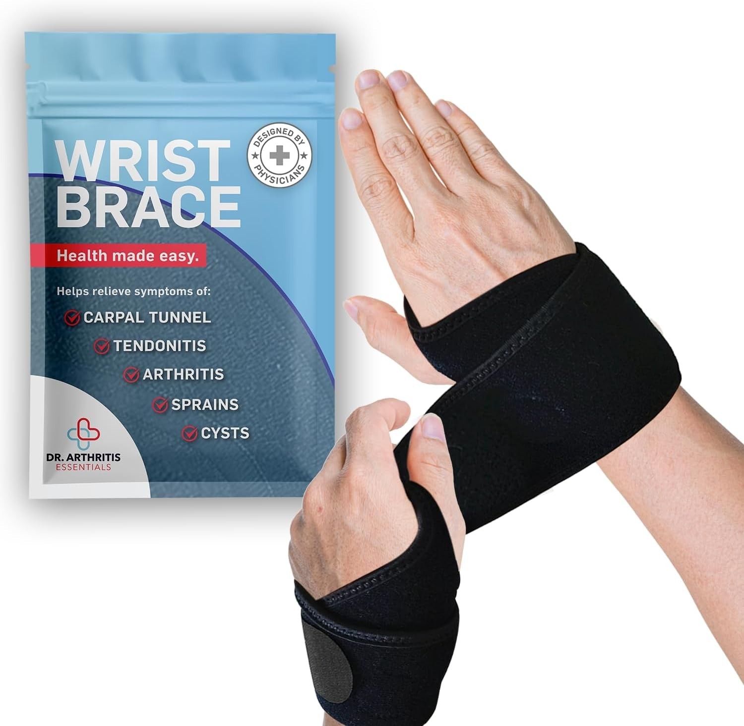 Everyday Essentials Wrist Guard – Comfort & Support for Wrist Pain, Black 2 Pack