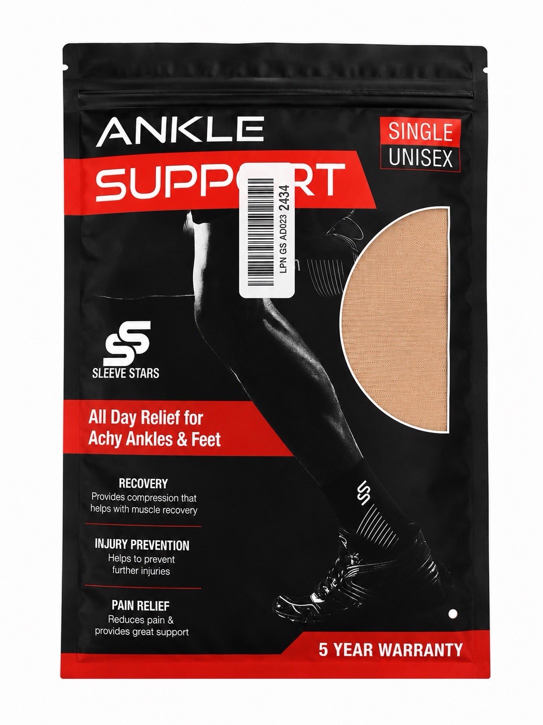 Ankle Support sleeve-beige Color Size Large