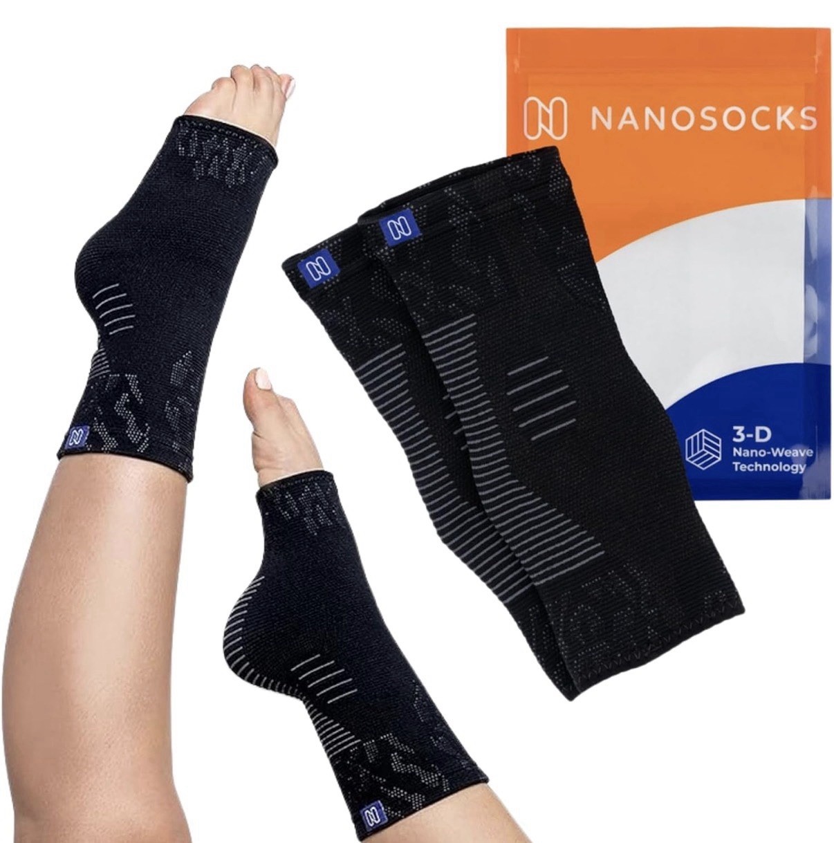 NanoSocks 3D Nano-Weave Technology NANOMX-BK-2 Black, Size 2 Medium