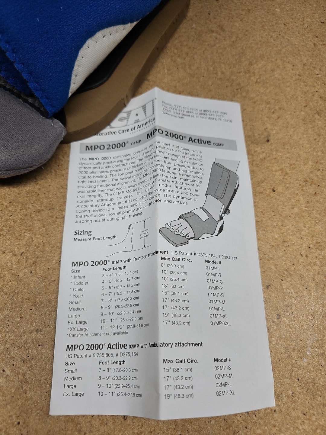 RCAI MPO 2000 Active Multi Podus AFO Foot Drop Orthosis Boot X-Large NEW (G6)