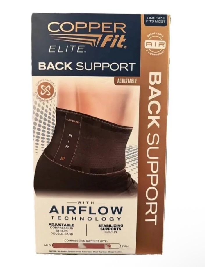 Copper Fit Elite Back Support AirFlow Back Brace Adjustable Double-Band 30-50″