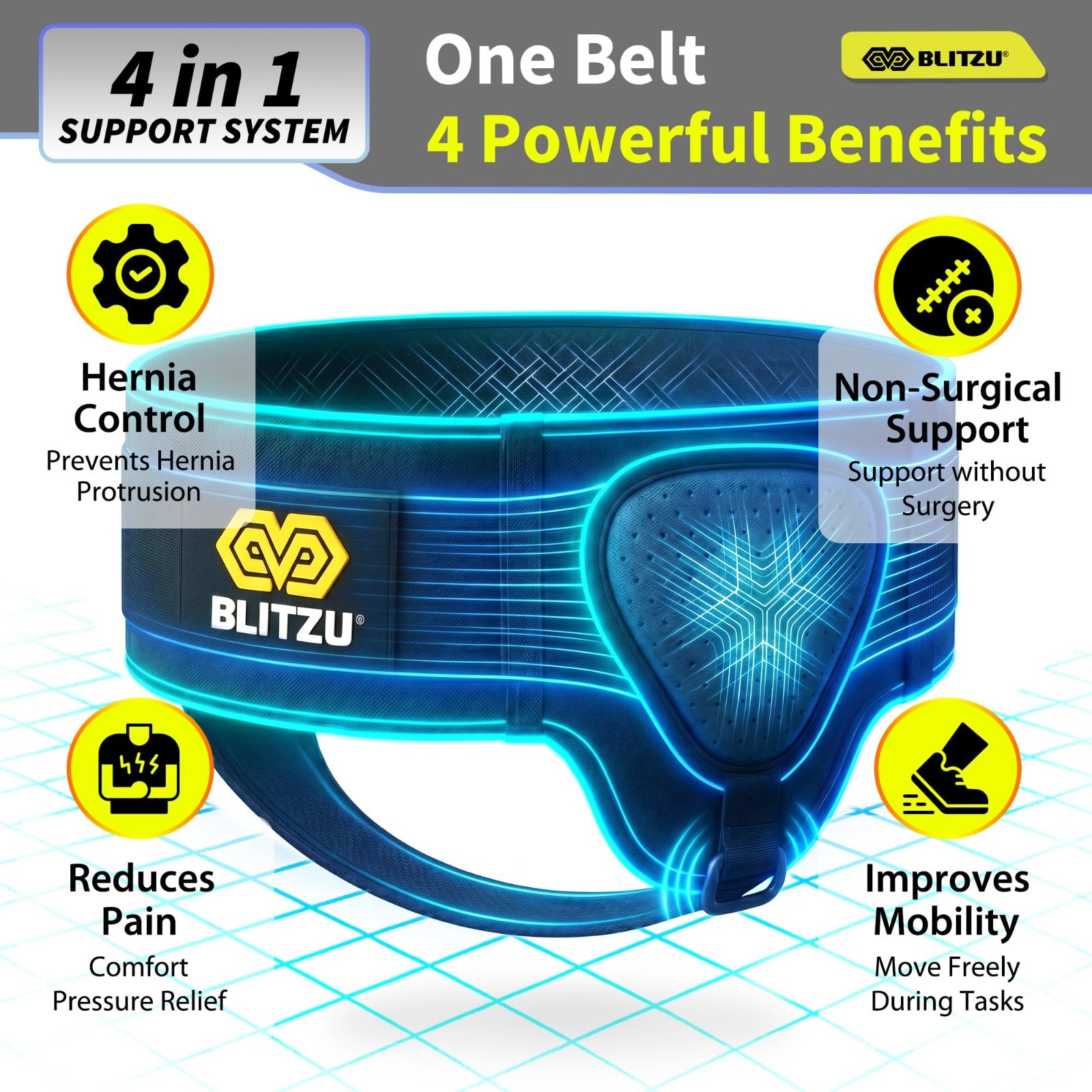 Adjustable Inguinal Hernia Support Belt for Men & Women, Left/Right Truss, Slim