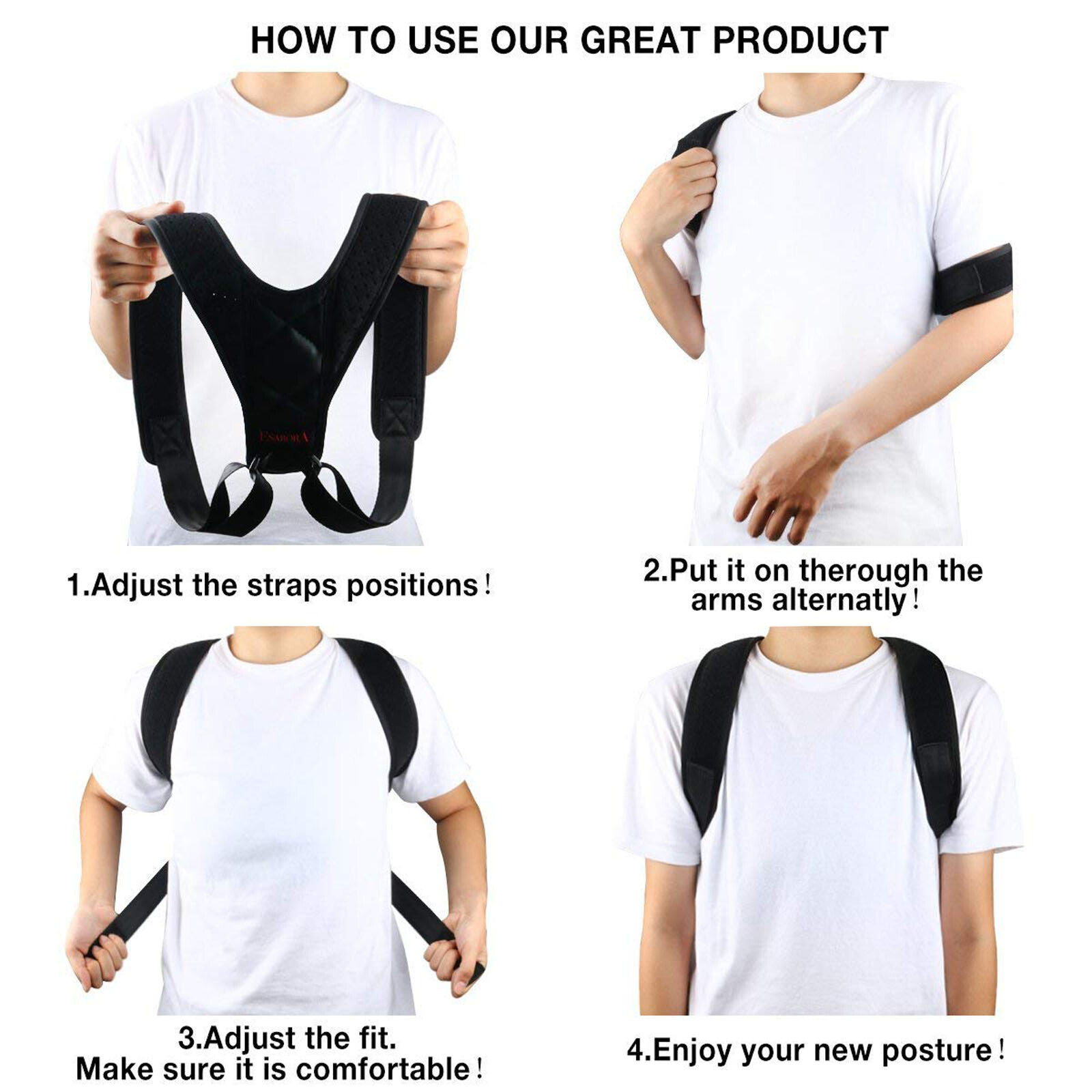 Effective Posture Correction for Neck, Shoulder & Back Pain Full Back Support