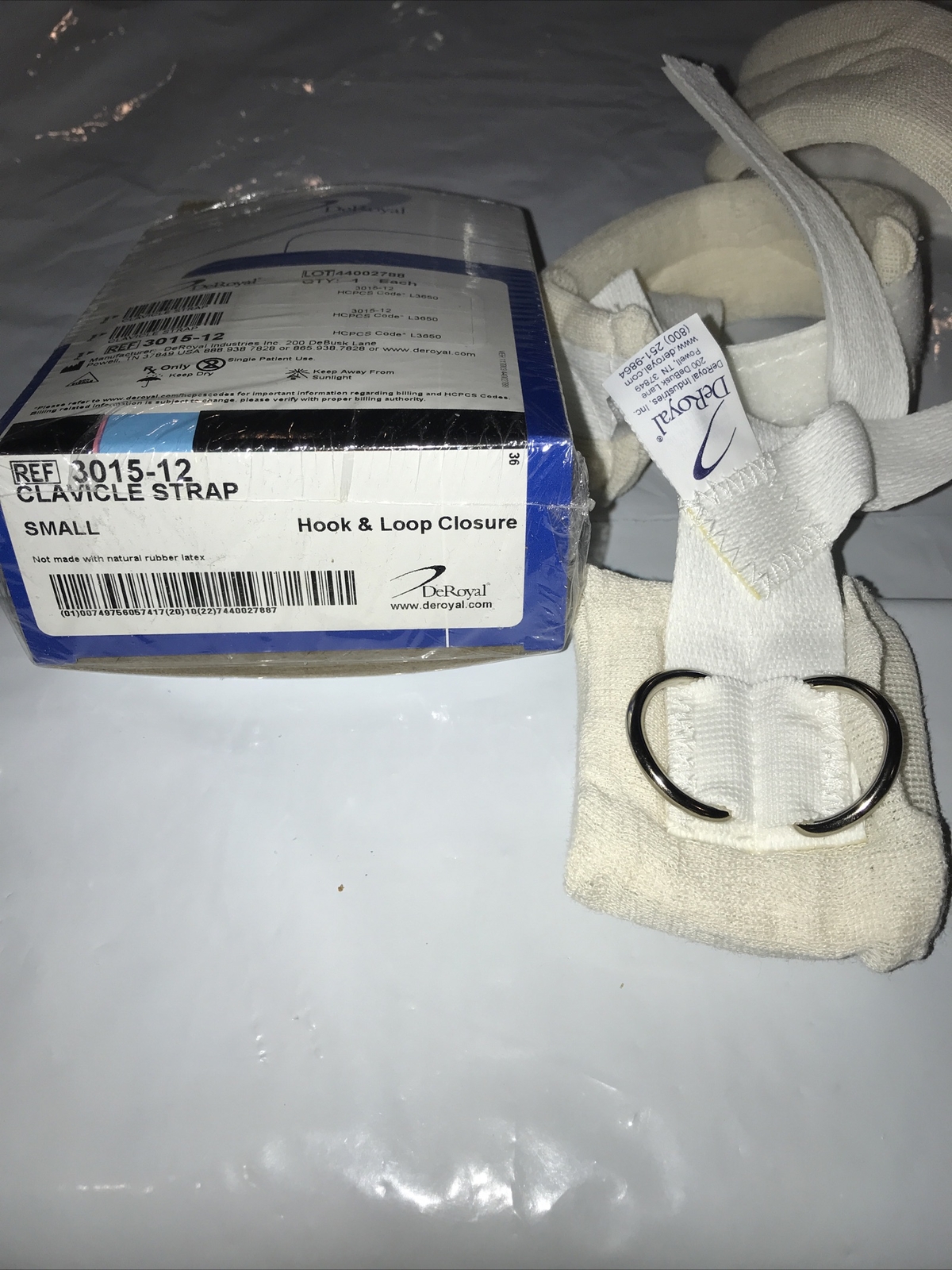 DEROYAL CLAVICLE STRAP Hook And Loop Closure Size Small New In Box 3015-12