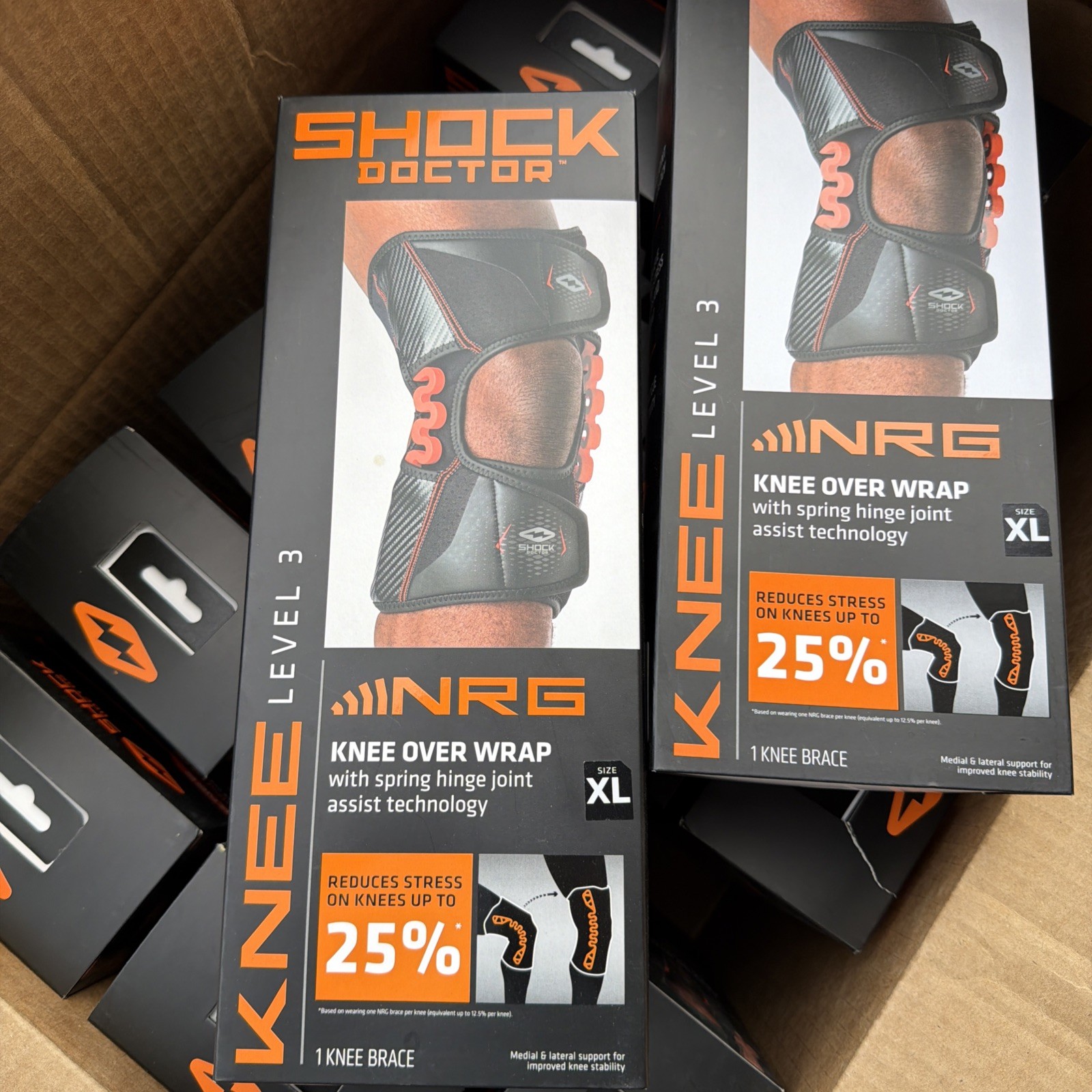 Shock Doctor Level 3,Knee over wrap Brace with Hinges joint size X-Large 17-19