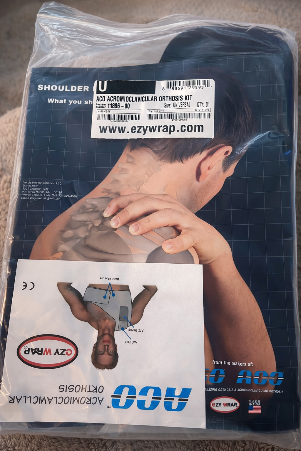 MEDICAL GRADE Shoulder brace – acromioclavicular orthosis kit Ezywrap BLACK
