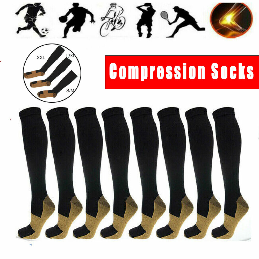 6 Pair Copper Compression Socks Over The Calf Regulation Ultra-Fit Support Socks