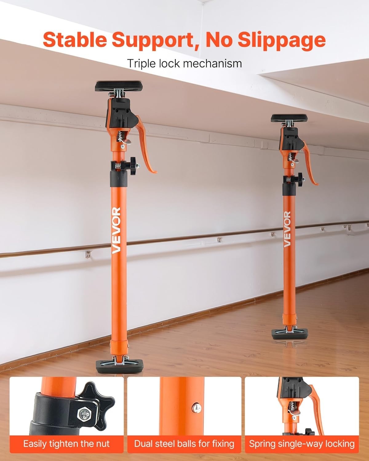 Versatile 2-Pack Cabinet Jack Poles, 25.4-45.3 Inch, Easy Setup for DIY Projects