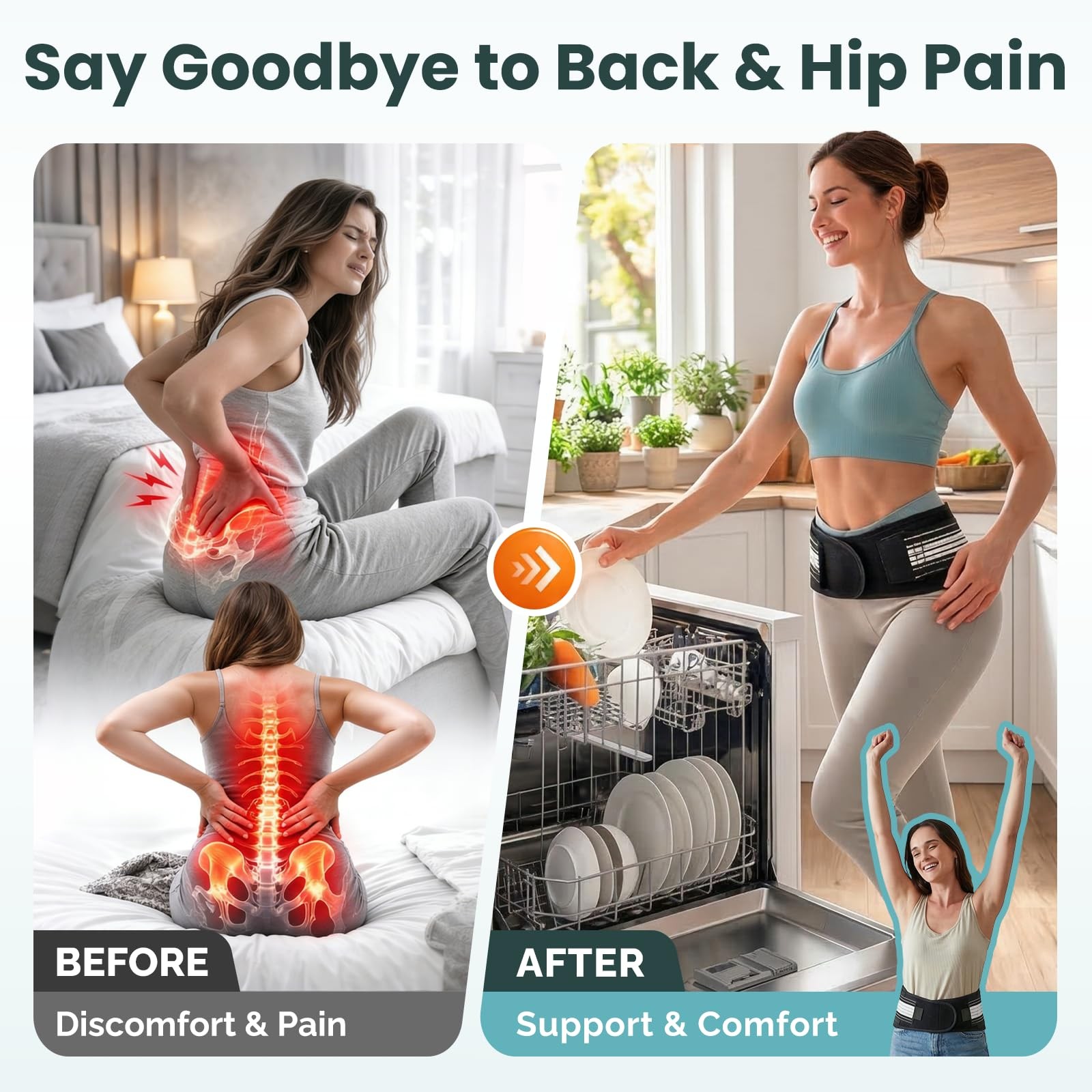Sacroiliac Compression Brace | SI Joint Pain Relief Belt with Hip Support Pad