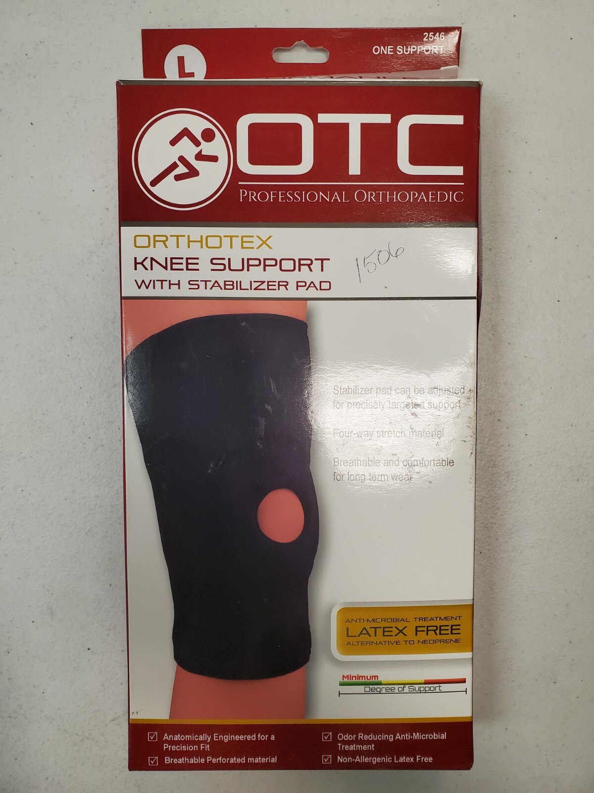 OTC ORTHOTEX Knee Support w Stabilizer Pad Black Large (4650) – E10G