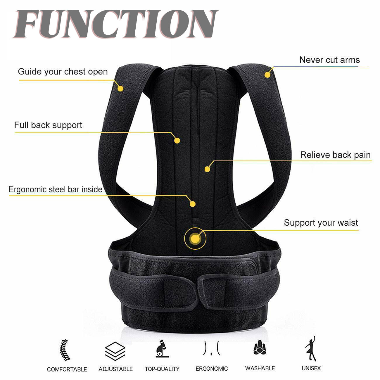 For Men Women Adjustable Posture Corrector Low Back Support Shoulder Brace Belt