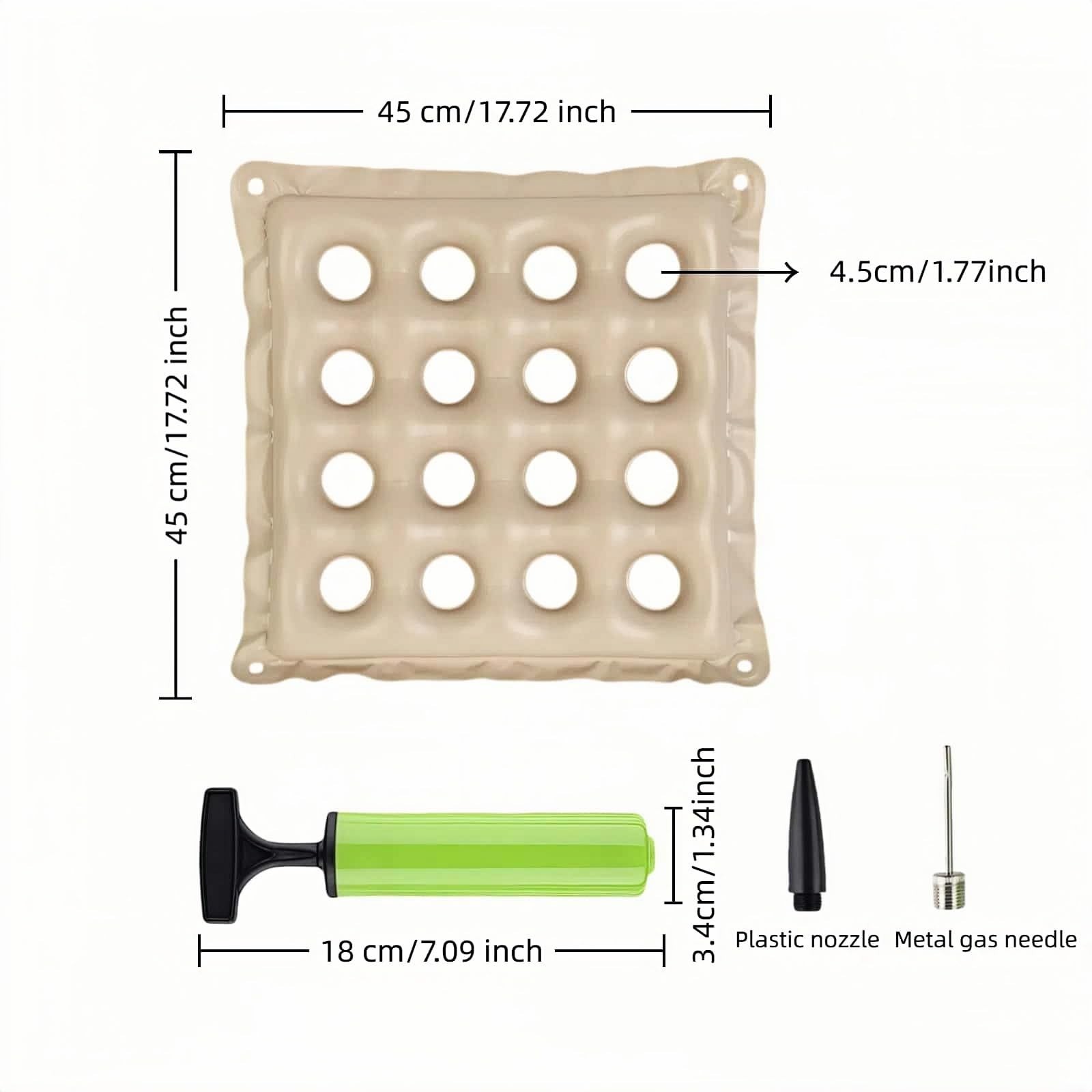 Medical Wheelchair Cushion Air Pad Donut Pressure Relief 17×17 Pump Beige New US