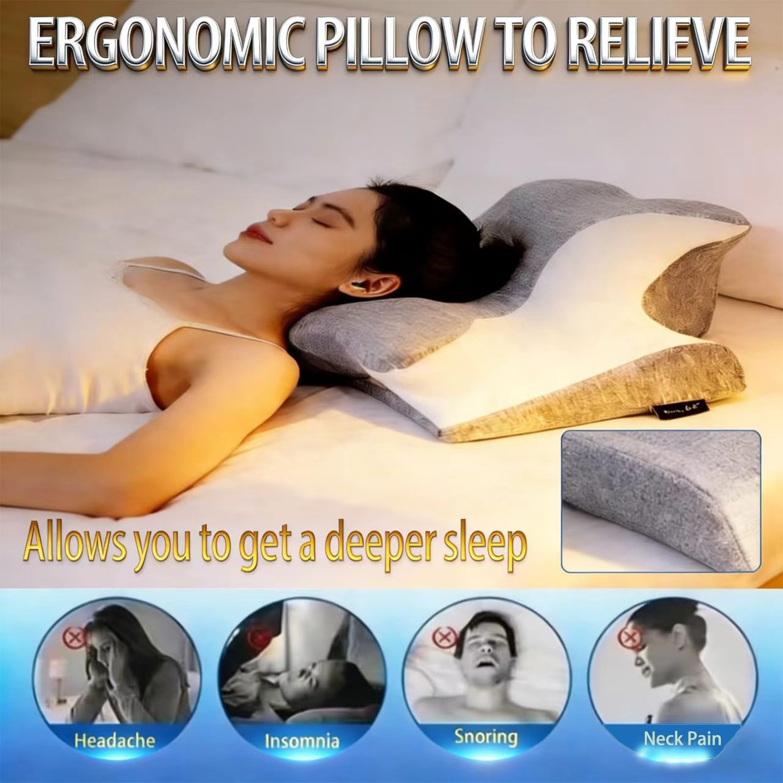 Reading Pillow for Bed,Cervical Neck Pillow for Pain Relief，Neck Support