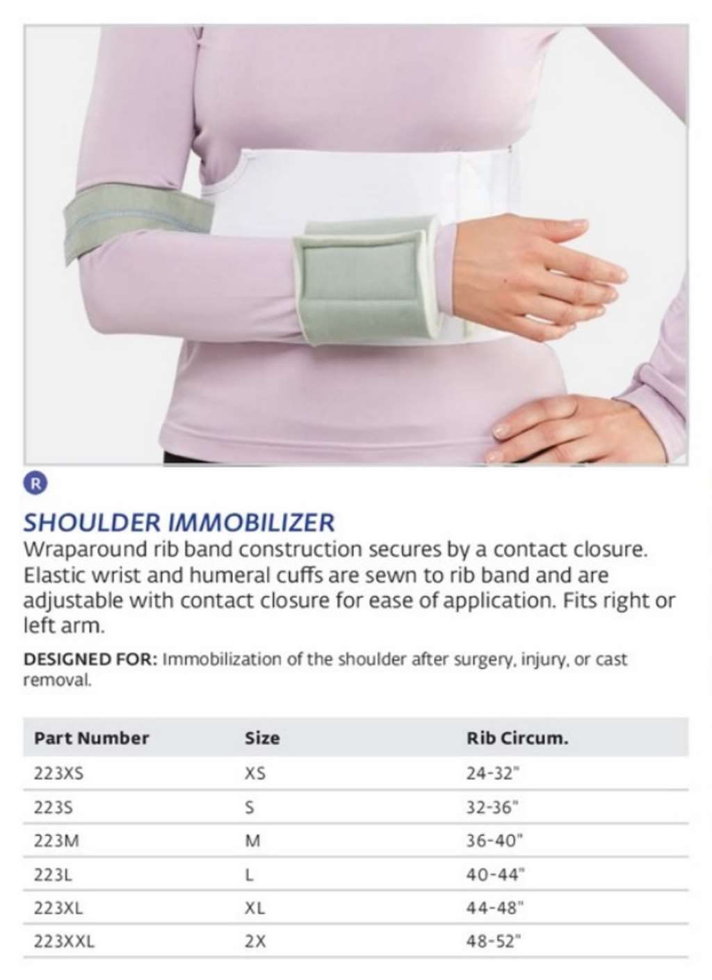 Bell-Horn Shoulder Immobilizer Medium