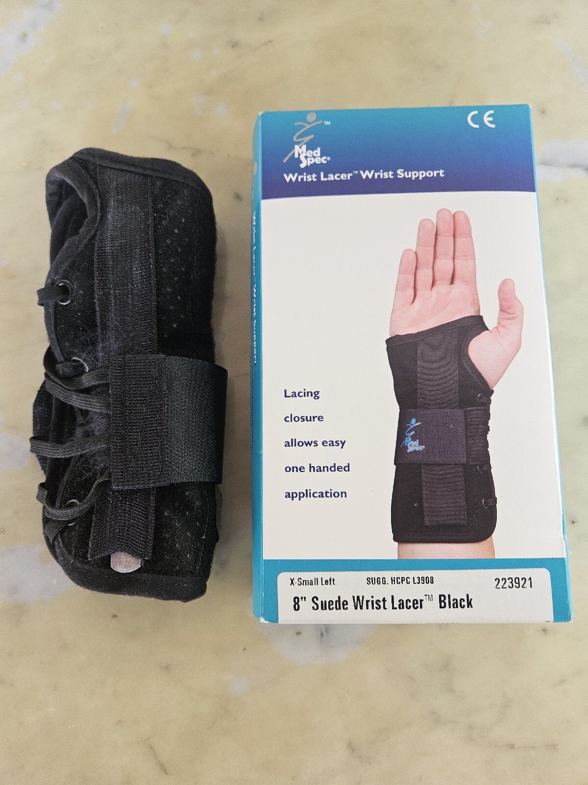Left HAND ARM MED SPEC WRIST LACER 8″ Suede BLACK WRIST BRACE Support X-Small