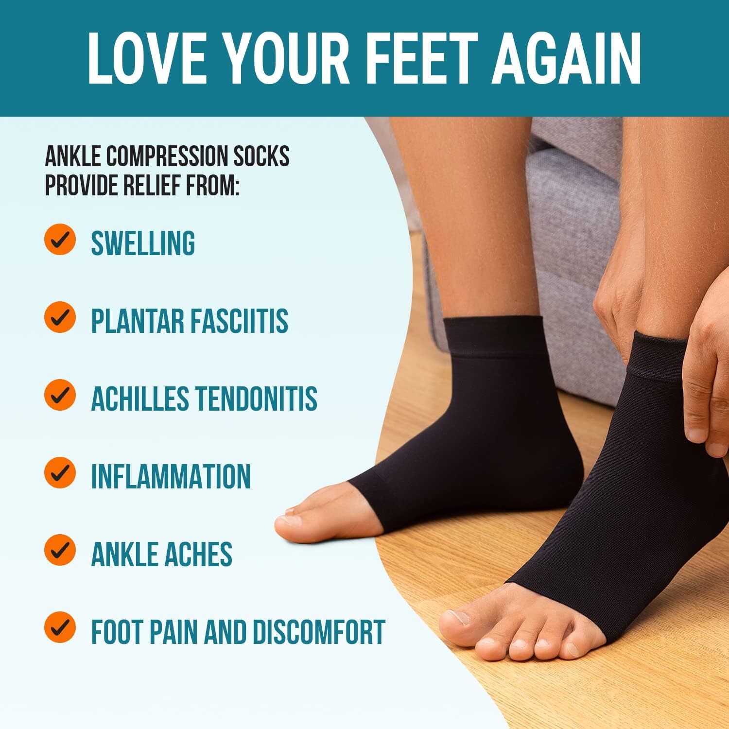 Ankle Brace Compression Sleeve Support Socks Foot Fasciitis Pain Relief Socks US
