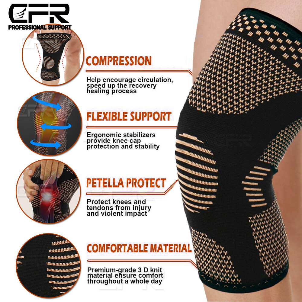 Knee Sleeves Compression Brace Support Sport Joint Injury Pain Arthritis Copper@