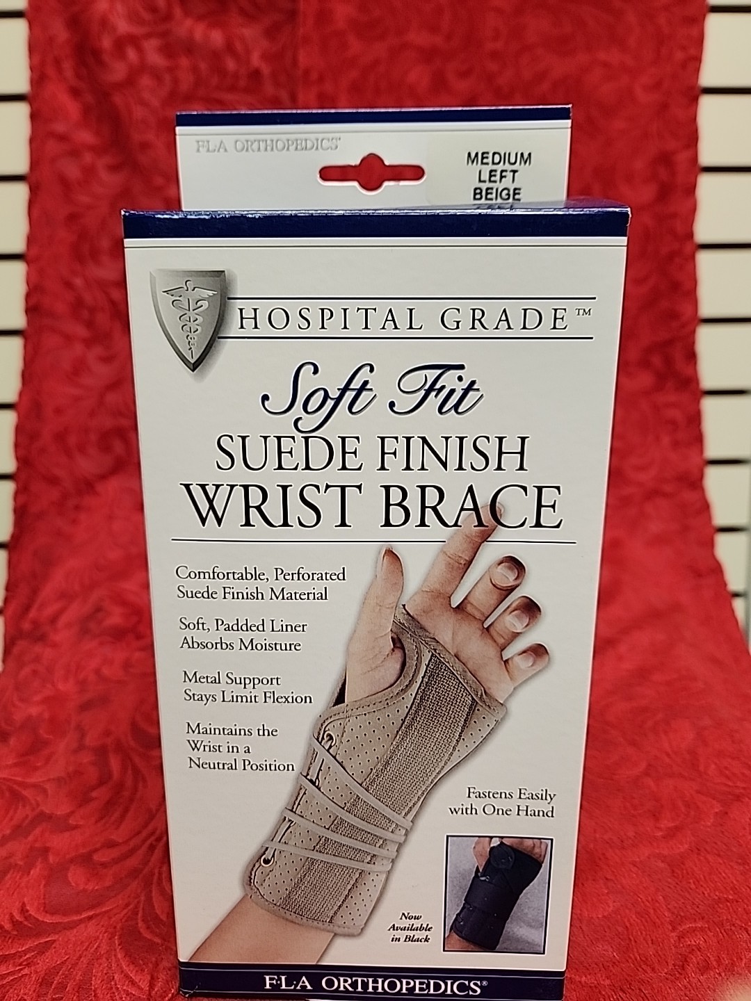 FLA Orthopedics Soft Fit Suede Finish Wrist Brace Left Beige Medium New In Box