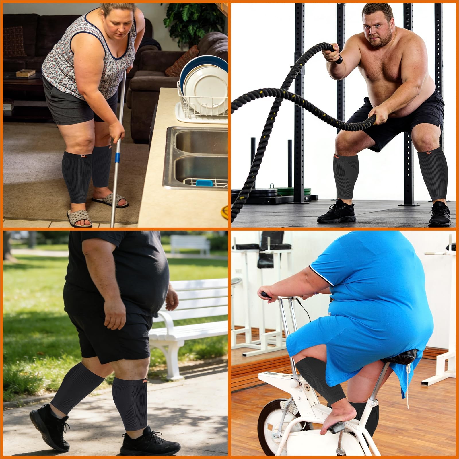 Plus Size Calf Compression Sleeves for Men & Women – Wide Fit, Real Hyper-Ela…