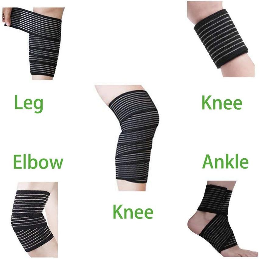 Extra Long Elastic Knee Wrap Compression Bandage Brace Support for Legs Black 1