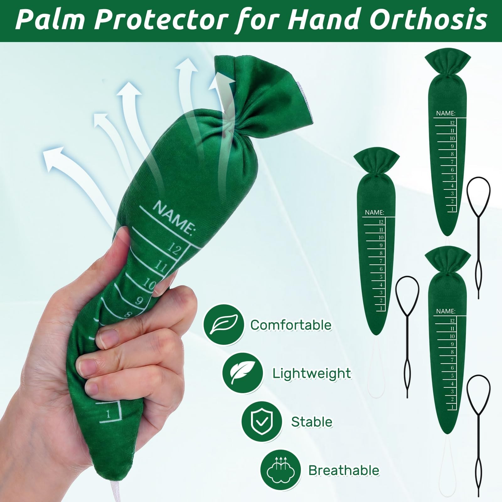 3 Pcs Palm Protector Kit – Carrot Shape Finger Orthosis for Parkinson’s & Dement