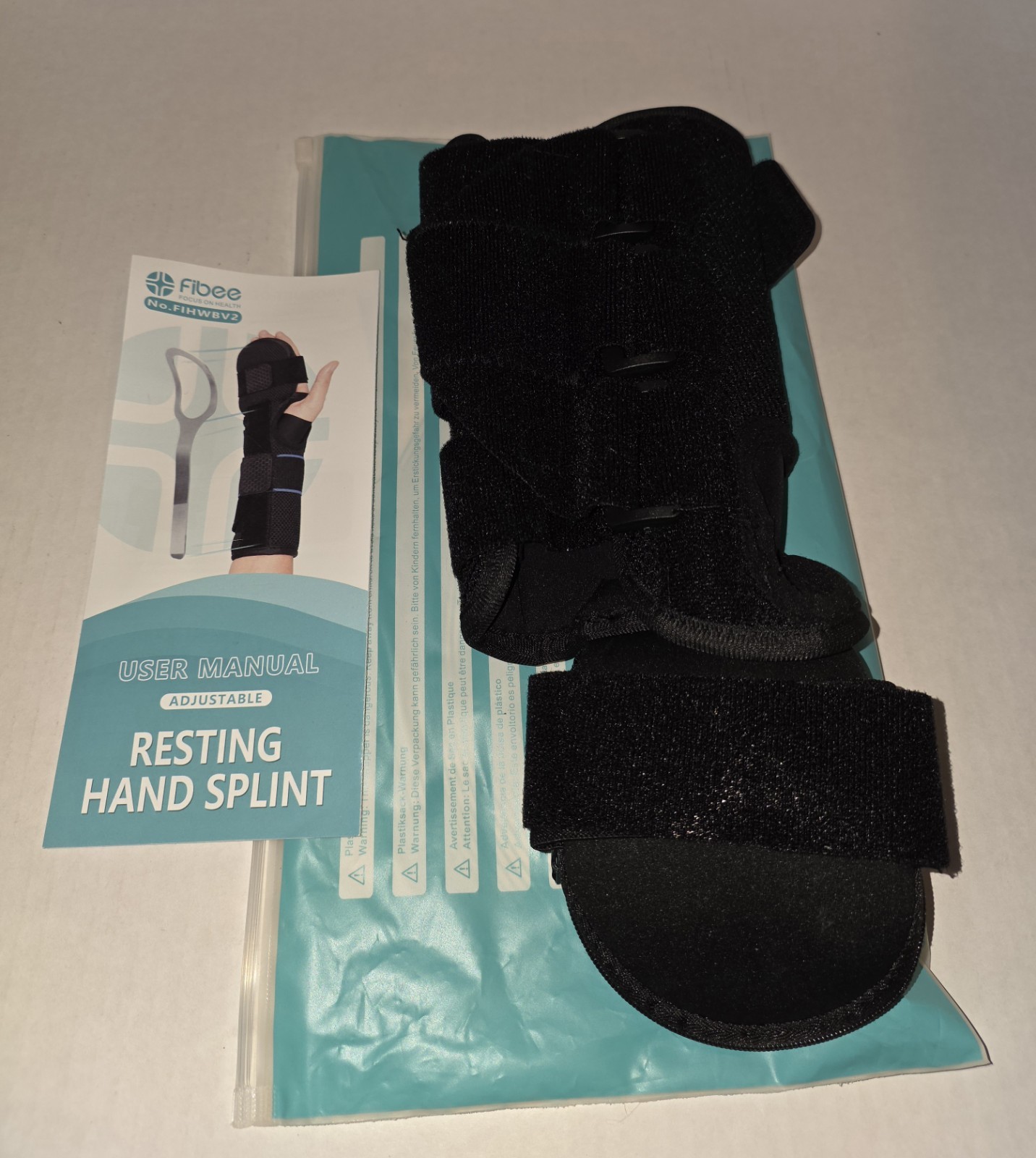 Fibee Stroke Resting Hand Splint , RHand/Large, Carpal Tunnel, Arthritis, New