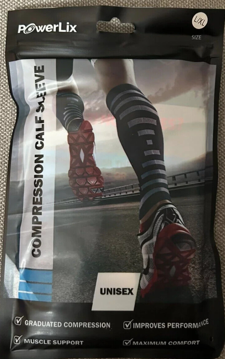 Powerlix Compression black calf sleeve L/XL NEW!