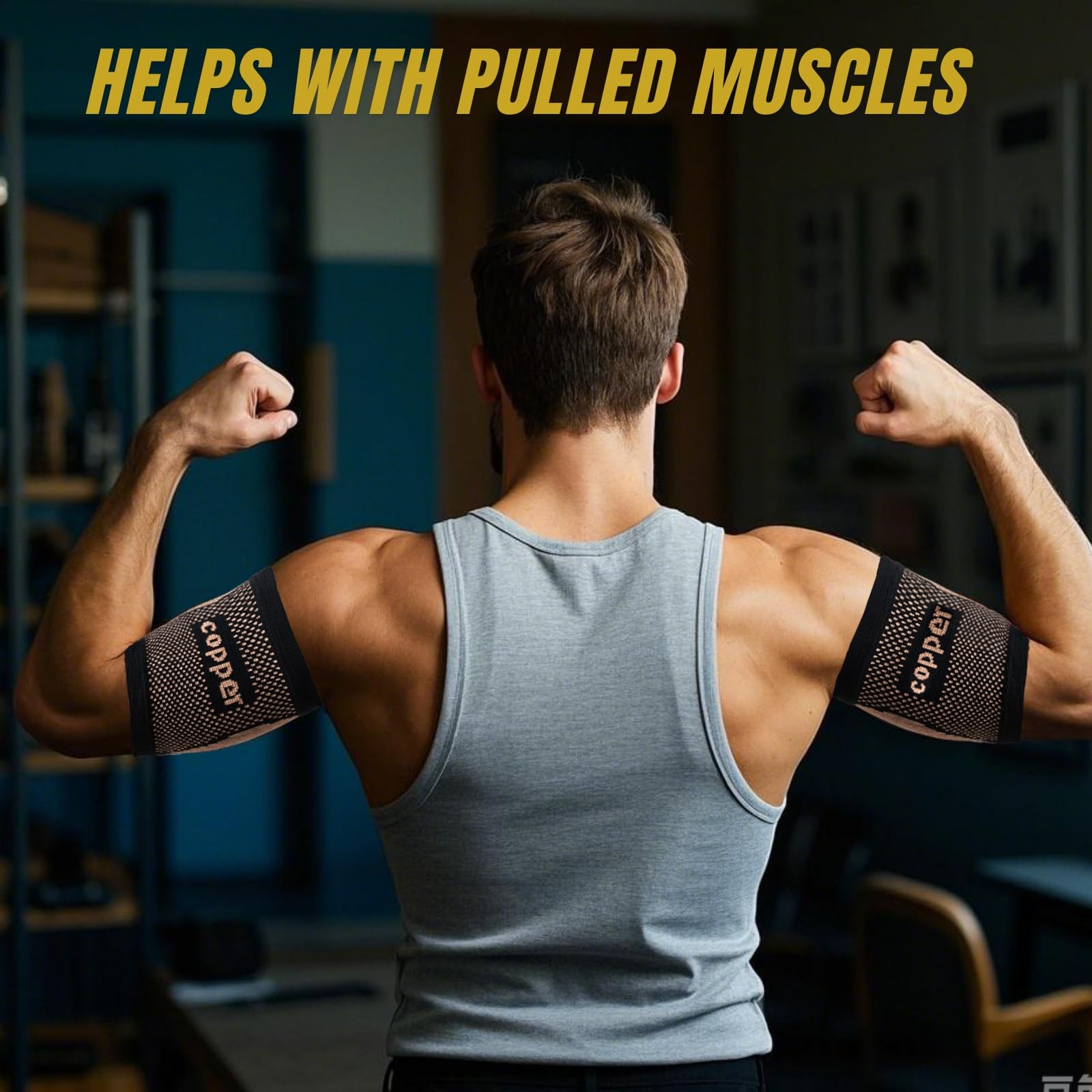 1 Pair Upper Arm Bicep Compression Sleeve Tendonitis Brace for Pain Relief, L