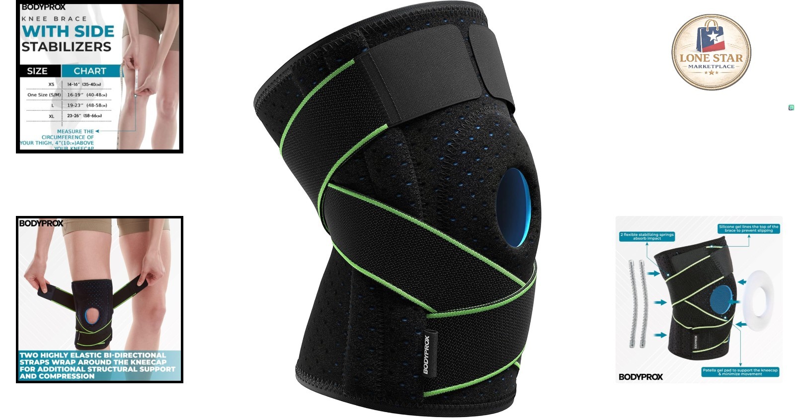 Adjustable Knee Brace with Side Stabilizers & Patella Gel Pads for Pain Relief