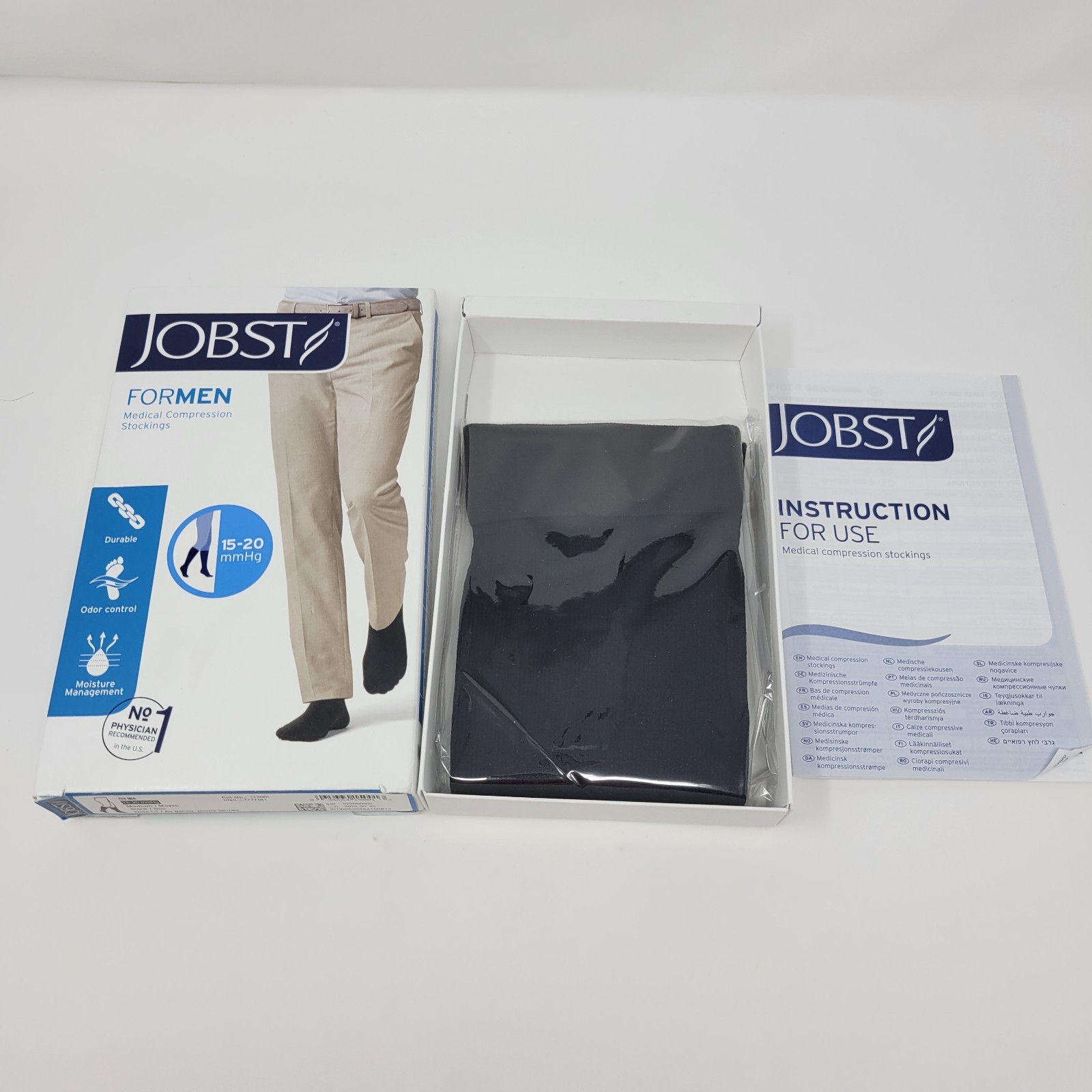 Jobst JOBST For Men 15 20 mmHg Compression Knee High Stockings Medium Black New