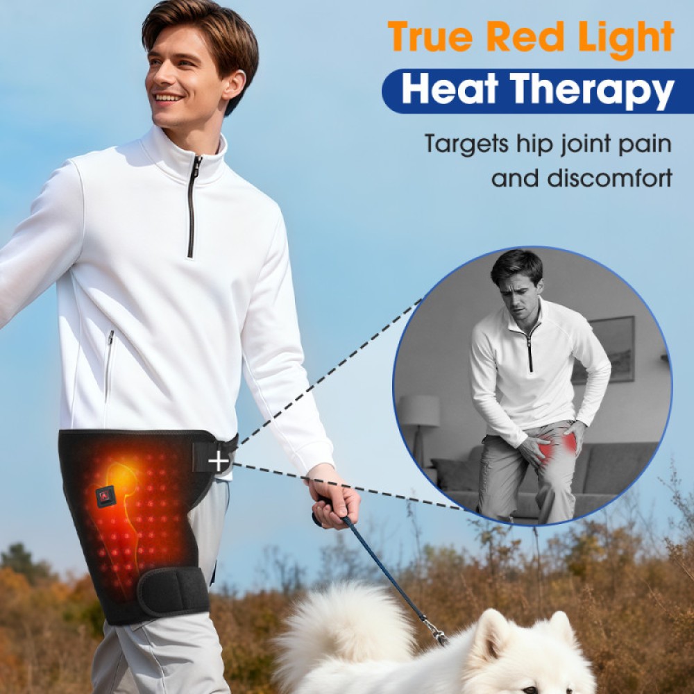 660nm Red Light Heat Therapy Hip Thigh Brace for Women Men Sciatica Pain Relief