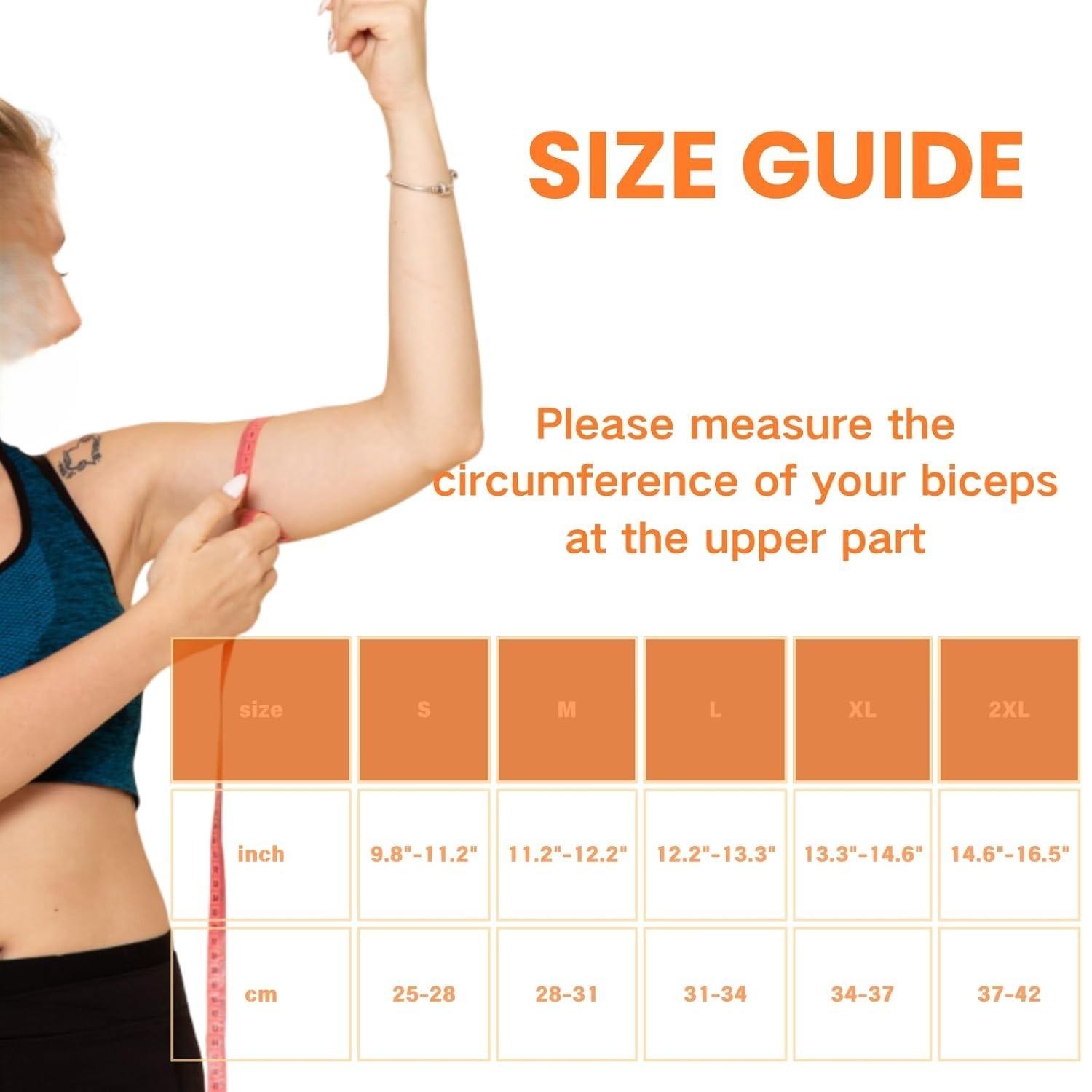 NEW Bicep Compression Sleeves 1 Pair Copper Upper Arm Support for Men Women