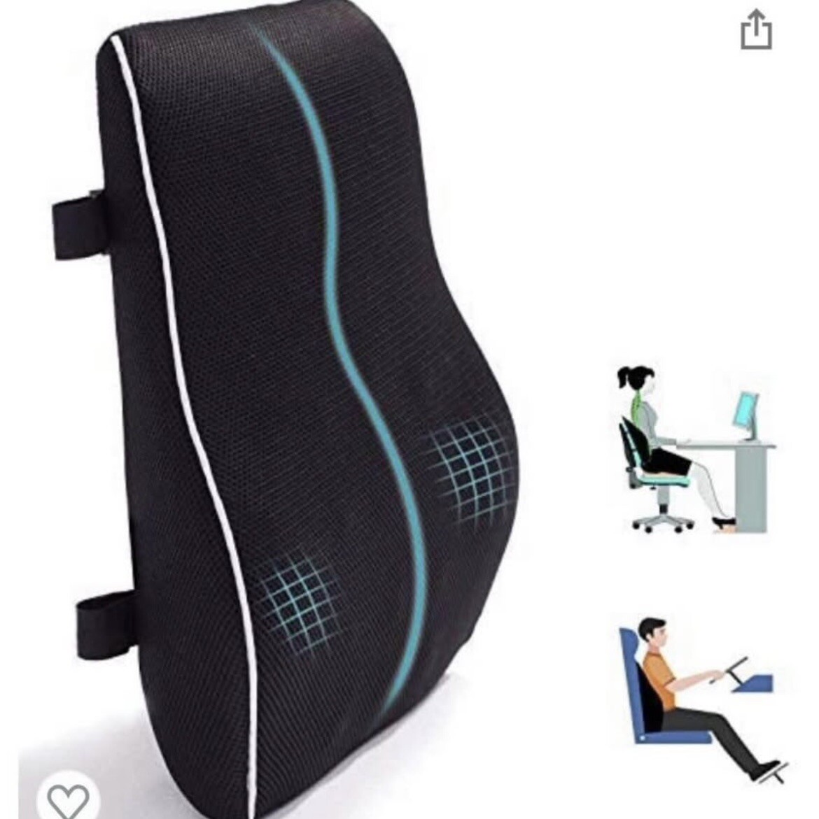 Memory Foam Lumbar Support Cushion for Home Office Car Seat Back Chair Pillow US