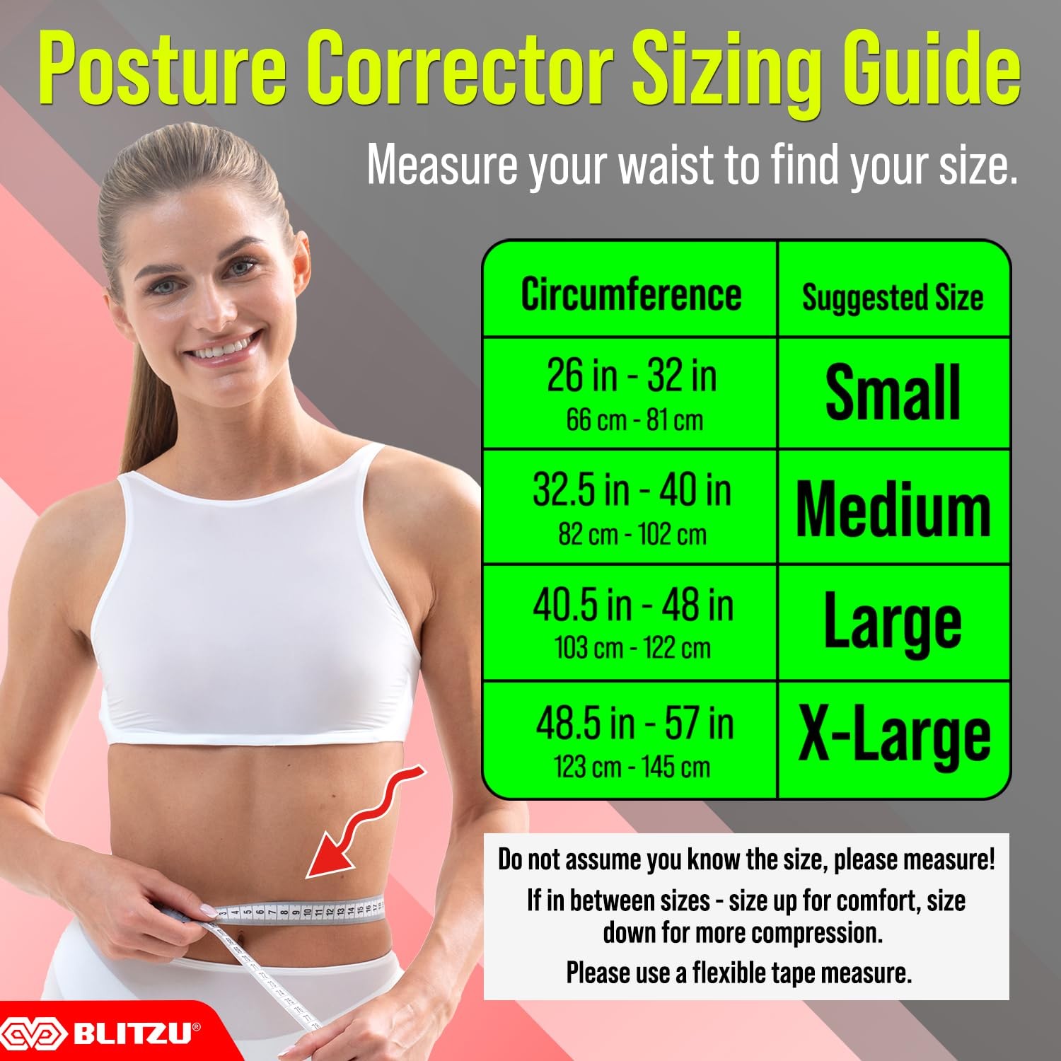 BLITZU Posture Corrector for Women and Men, Back Brace & Medium, Black