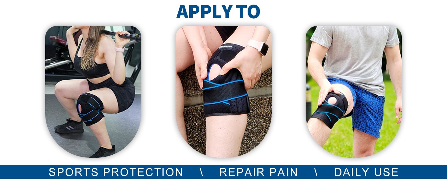 NEW! DOUFURT KNEE BRACE GREY & BLACK LARGE MEN AND WOMAN SUPPORT