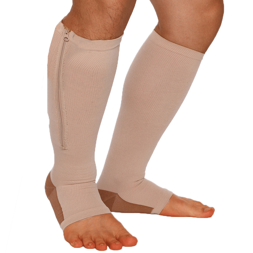 Copper Zipper Compression Socks Support Graduated Stockings Mens Women 20-30mmHg