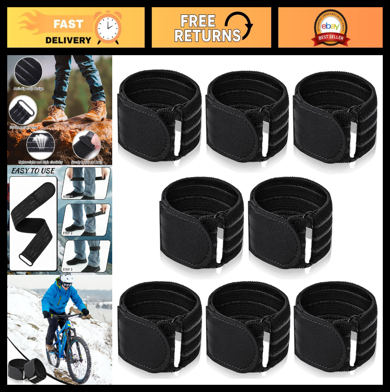 Adjustable Elastic Ankle Straps for Cycling, Climbing & Outdoor Sports – Safety