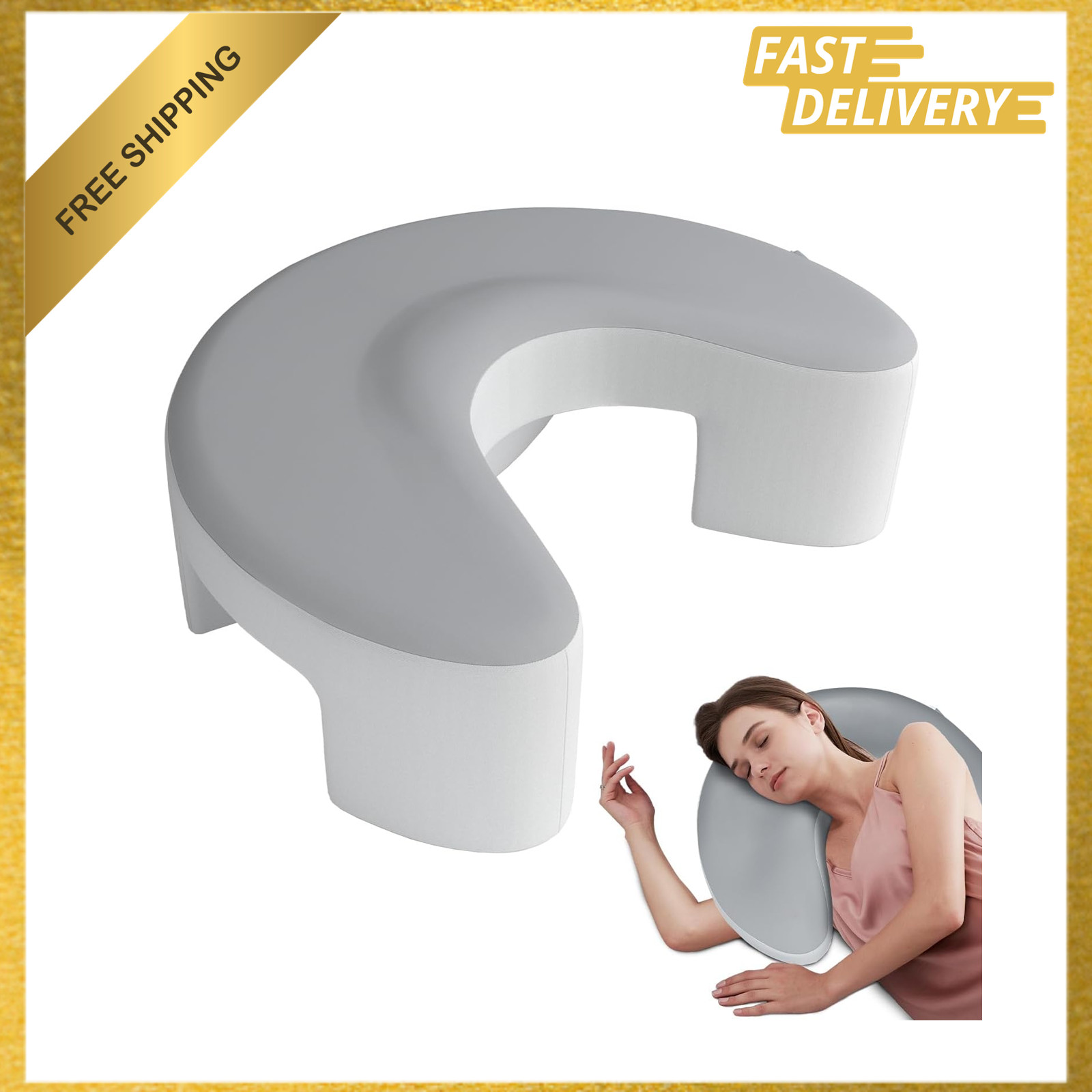 Side Sleeper Pillow with Arm Holes for Adults, Memory Foam Cervical Neck