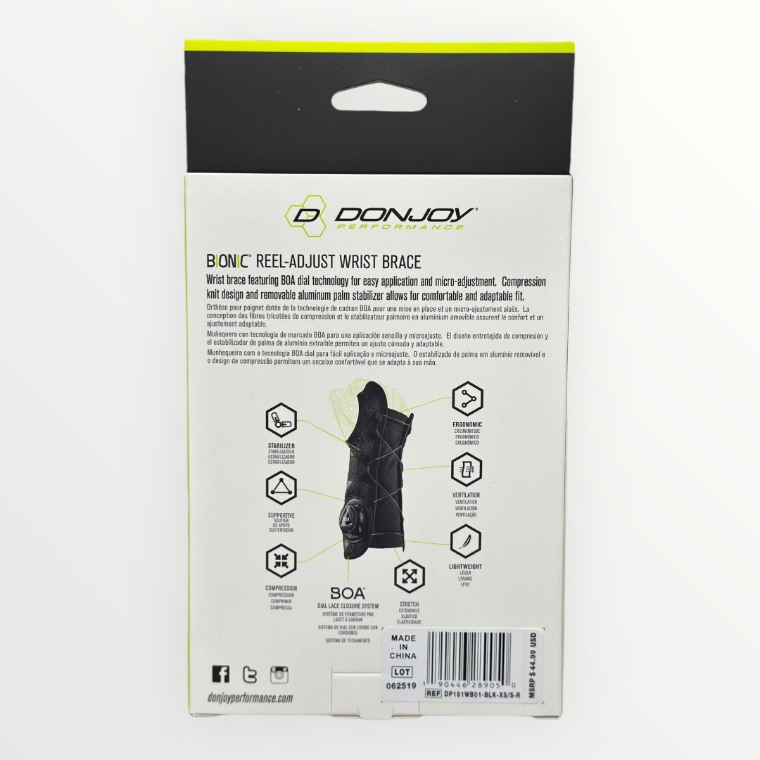 DonJoy Wrist Brace Performance Bionic Reel Adjust XS/S RIGHT