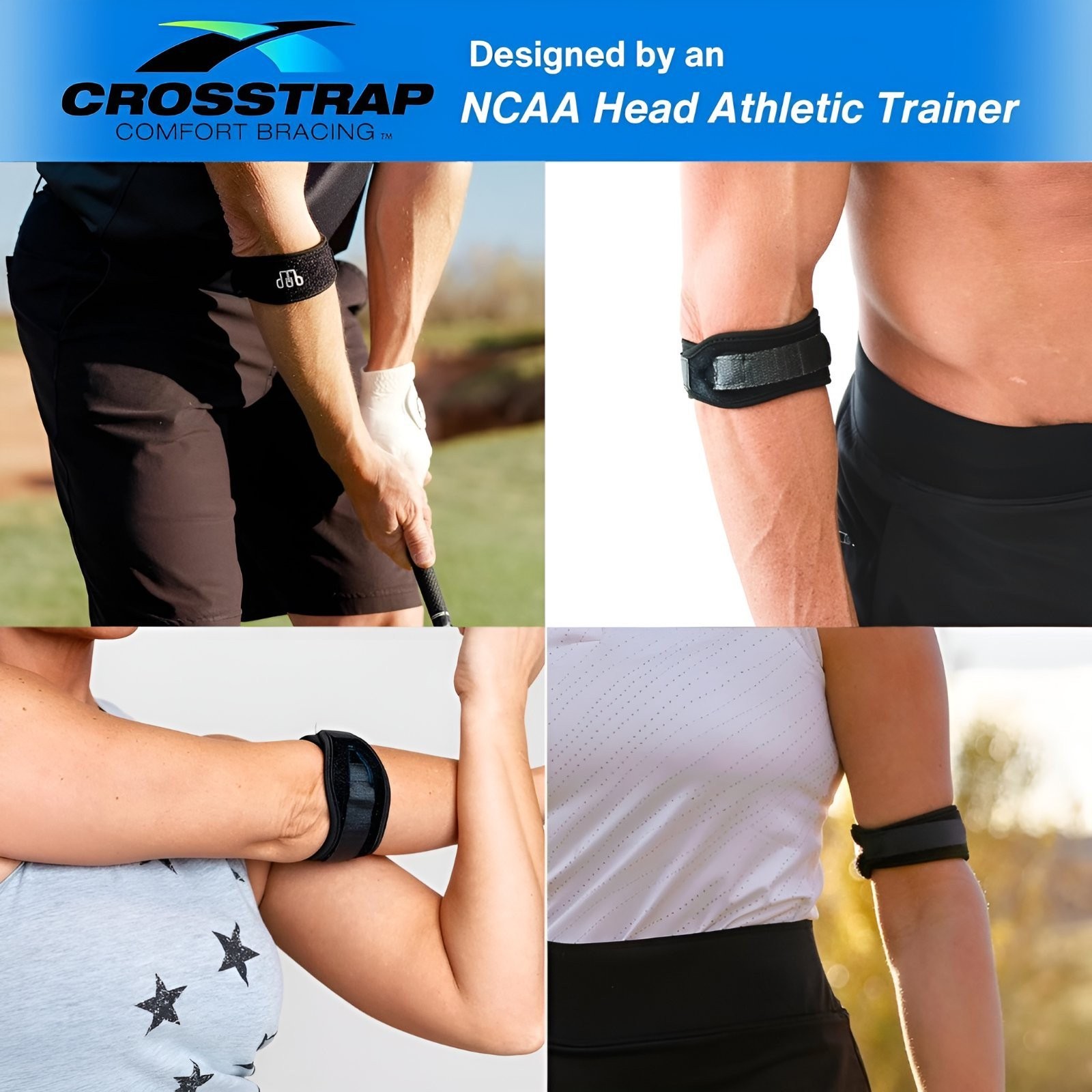 Tennis Elbow Brace Large Counterforce Strap for Men & Women Pain Relief