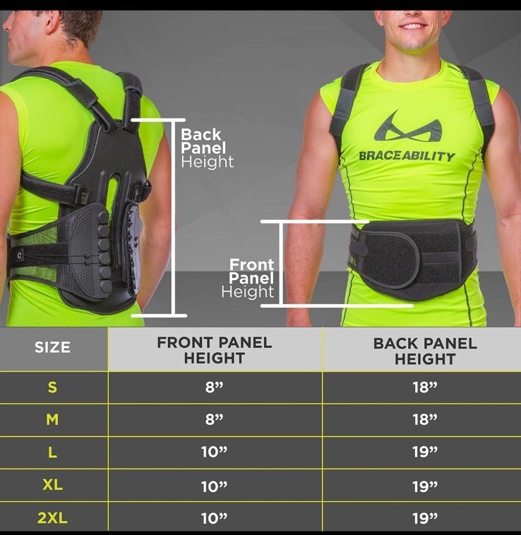 BraceAbility TLSO Full-Body Back Brace Support – Hard Turtle Medium Black