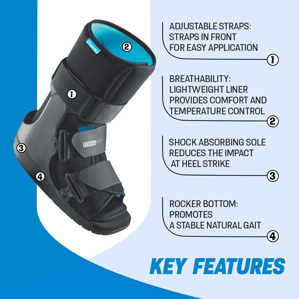 Ossur Formfit Walker Boot Small Low Top Black Medical Grade Immobilization