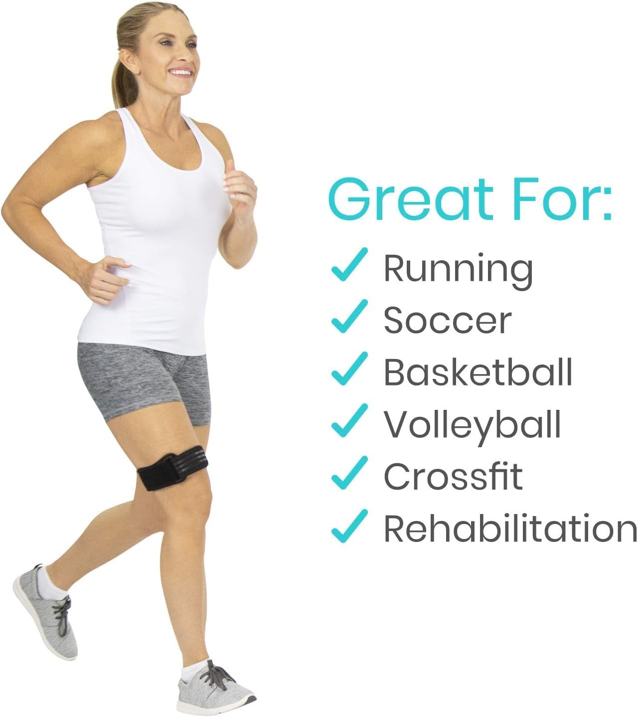 Vive IT Band Strap – Iliotibial Compression 1 Count (Pack of 1), Black