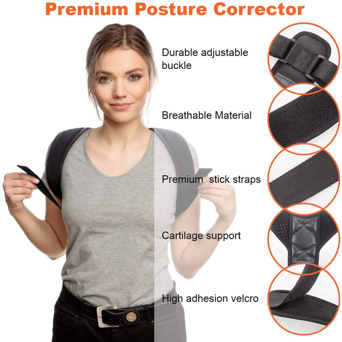 FY Posture, Posture Corrector for Men and Women 25-50 Inch (Pack of 1), black
