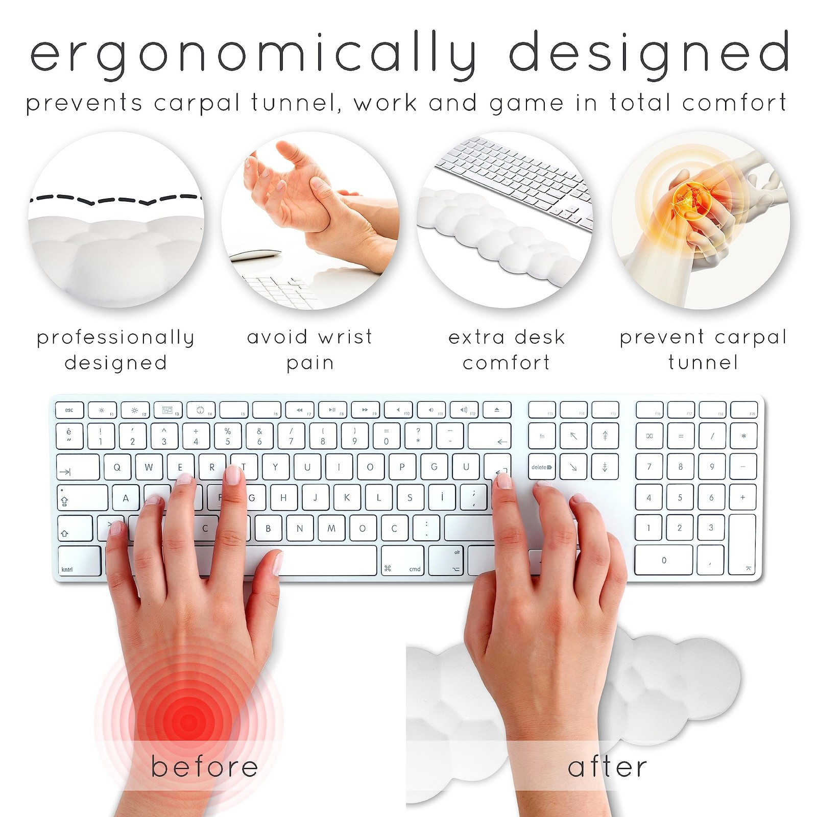 Qloud Cloud Wrist Rest Keyboard Wrist Rest for Computer Keyboard Pad, Cloud K…