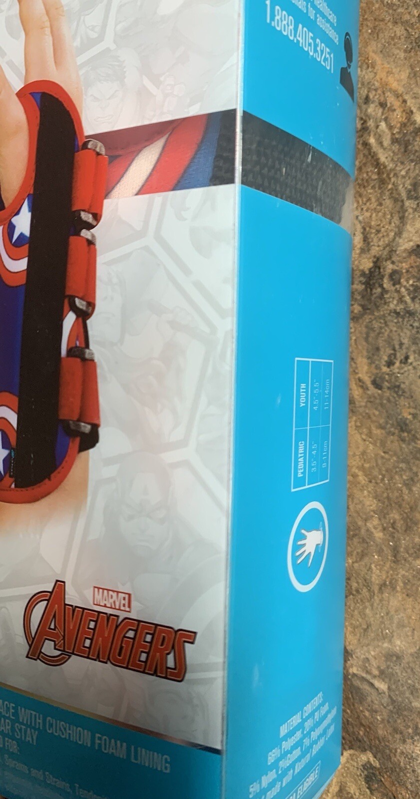 Marvel Captain American Wrist Brace. New. Donjoy Advantage Brand. Youth Left.
