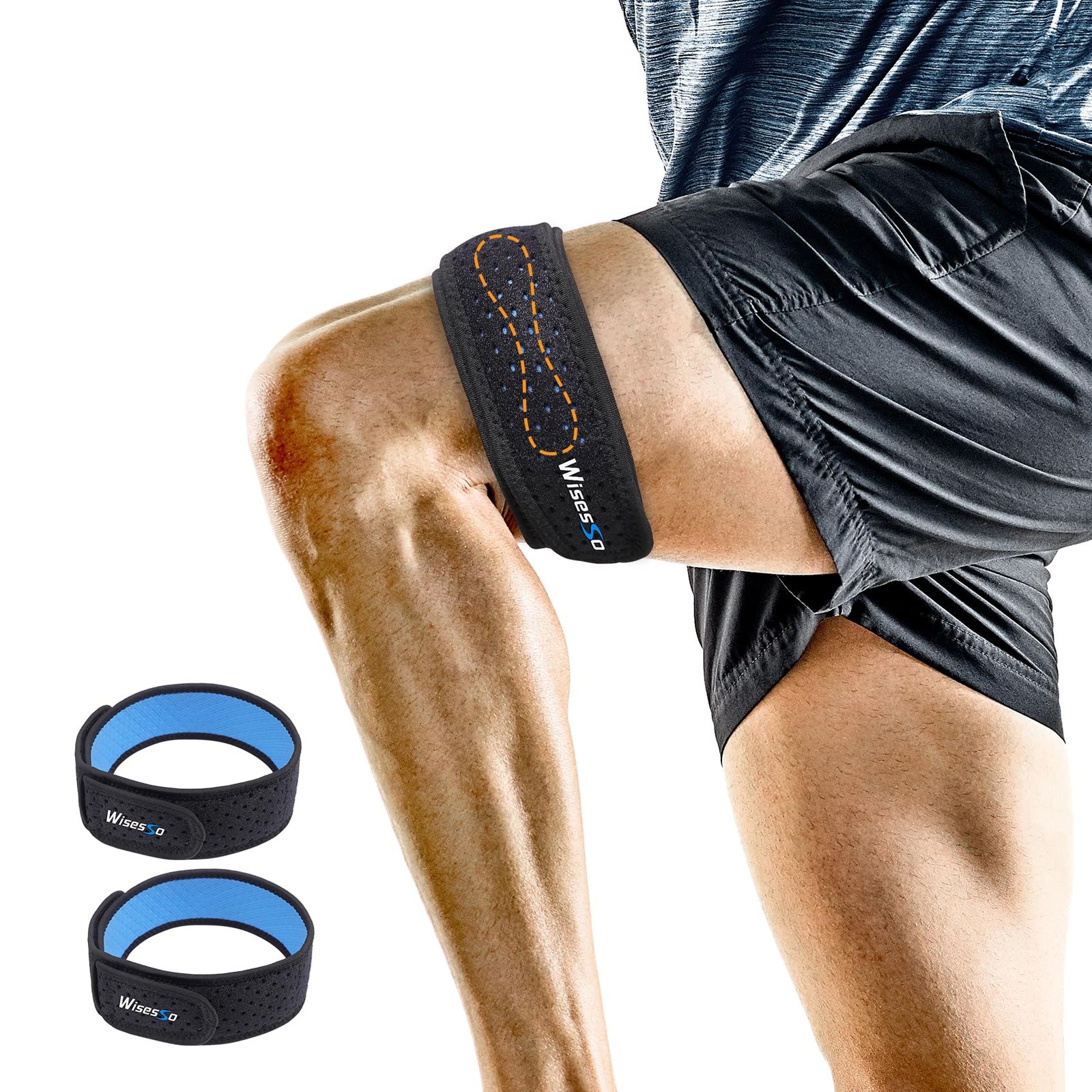 IT Band Strap, Adjustable Iliotibial Syndrome Brace, 2 Pcs, Black