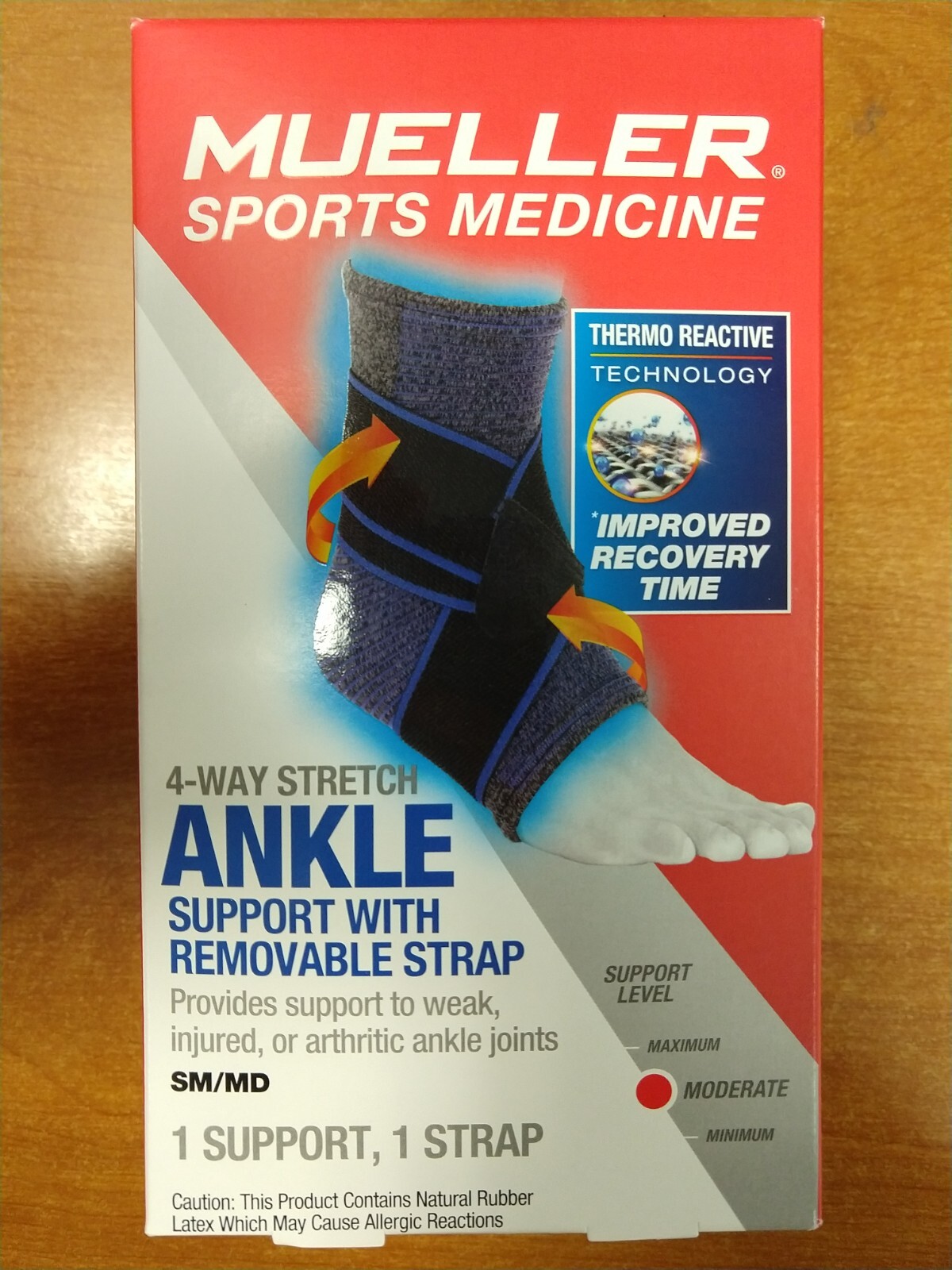 Mueller 4-Way Ankle Support W/ Removable Straps SM/MD, Moderate Support 10D