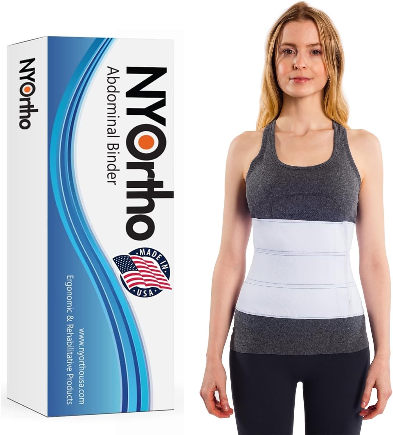 9″ High 3 Panel Waist Support Binder – Ideal for Post-Surgery Recovery 45″ – 60″