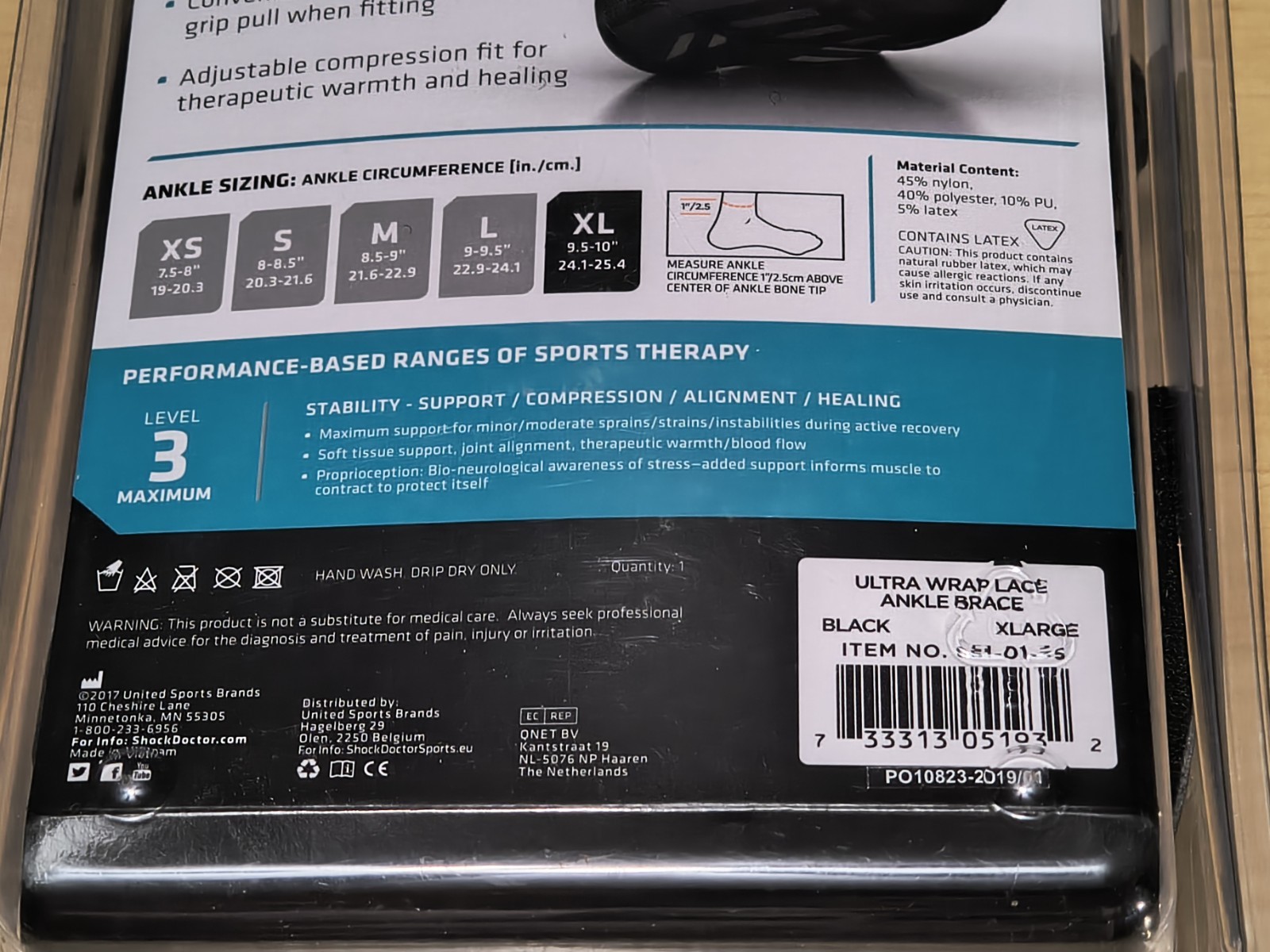 Shock Doctor Level 3 Ultra Wrap Lace Ankle Support Left & Right XL Brace New